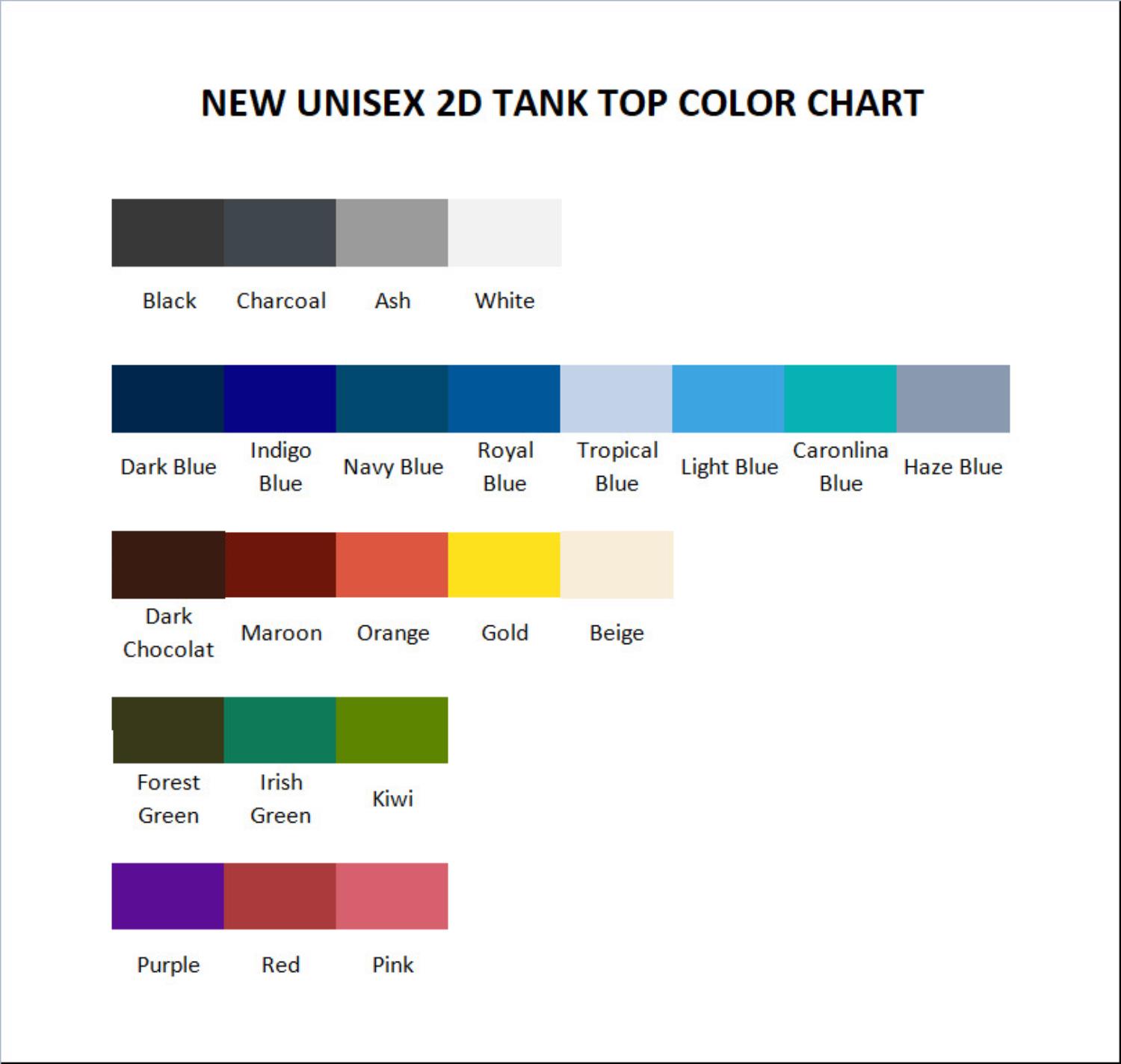 tank top color chart - Cowboy Bebop Merch