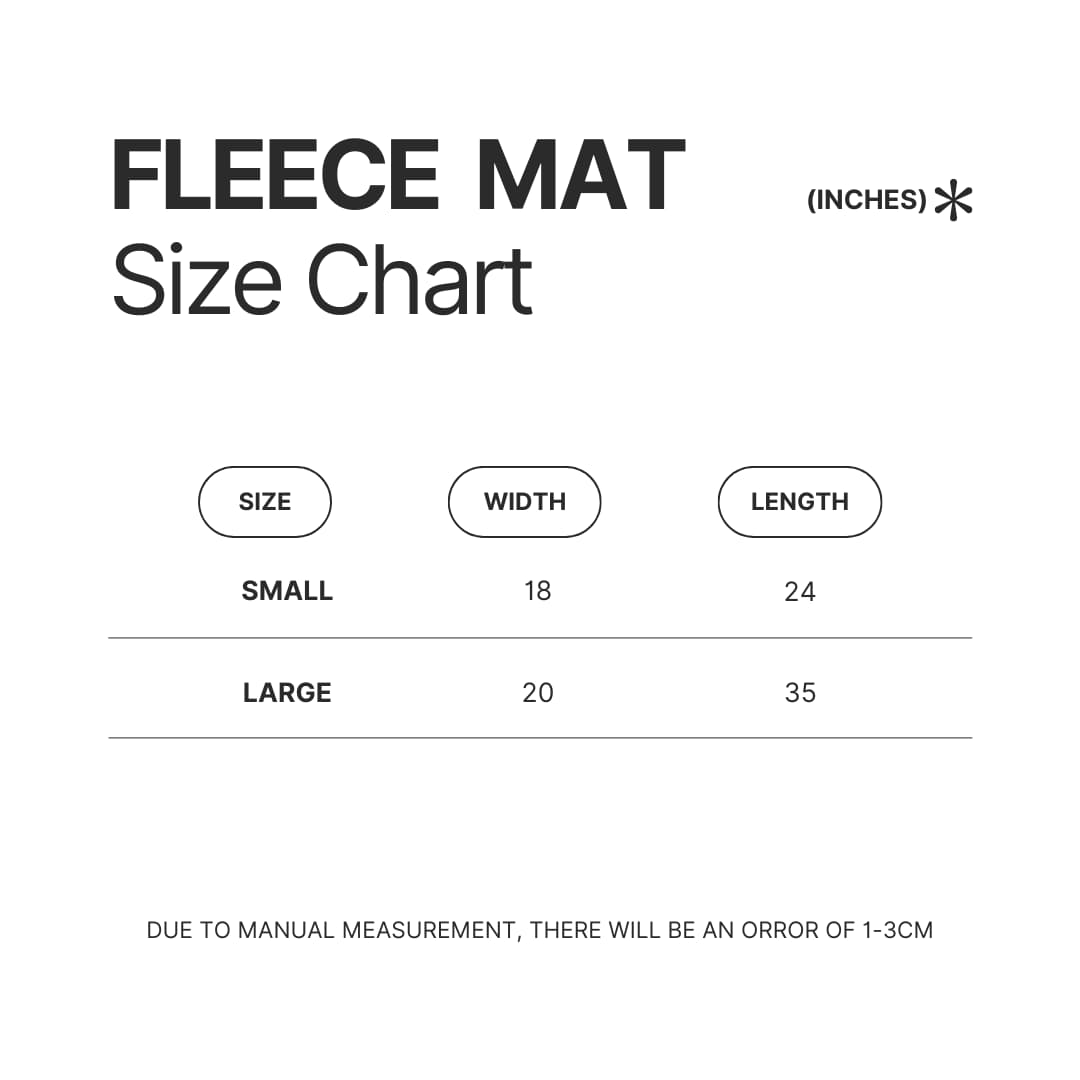 Fleece Mat Size Chart - Cowboy Bebop Merch