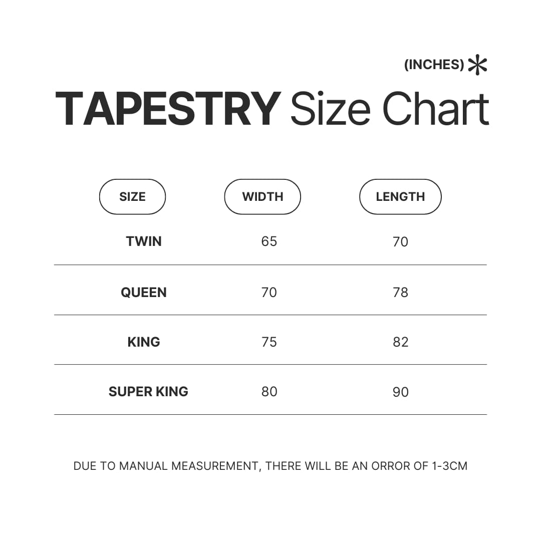 Tapestry Size Chart - Cowboy Bebop Merch